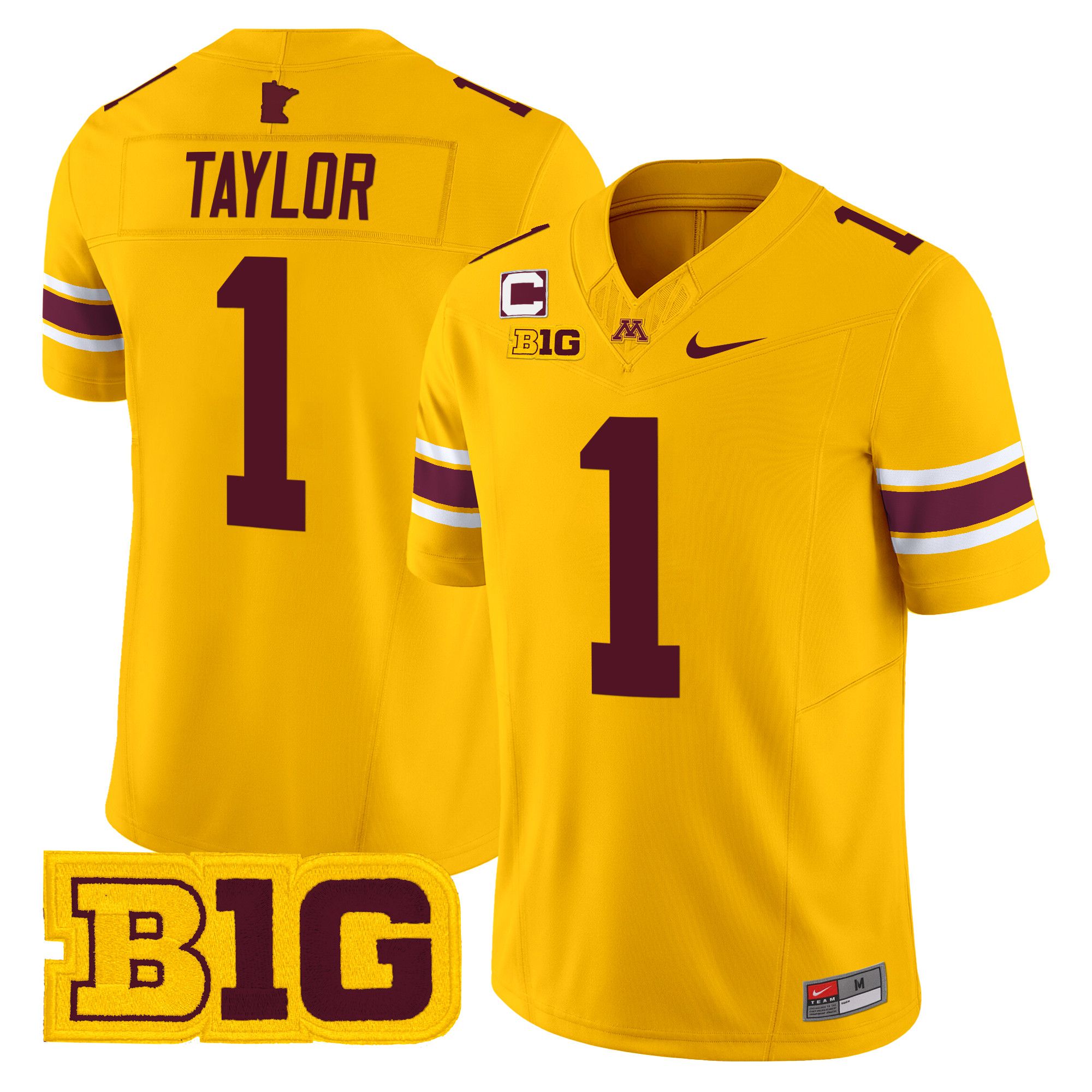 Men Minnesota Golden Gophers 1 Taylor Yellow Nike 2024 Vapor Limited NCAA Jersey style 1